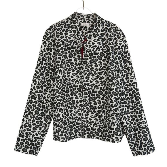 90s Erin London Vintage Jacket Black & White Cheetah Leopard Print Jacket Large - Picture 1 of 7